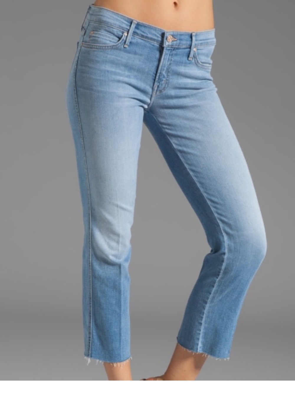 Mother Denim Rascal Fray Crop Jeans - Light Kitty Size 25